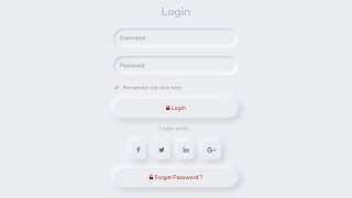 Pure CSS Neomorphism Login Form Design In HTML & CSS | Neomorphic Login Form UI Design In CSS