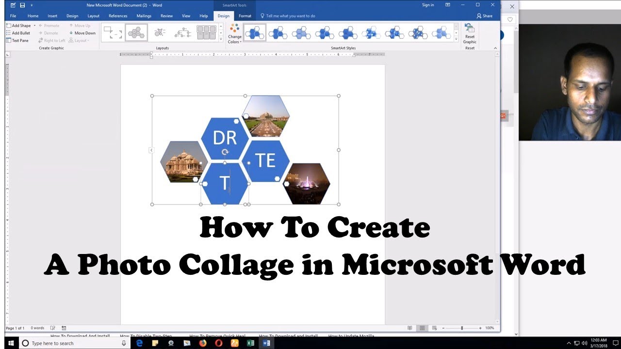 How To Create A Photo Collage In Microsoft Word Photo Collage On Word 16 Tutorials In Hindi Youtube