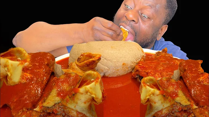 ASMR FUFU AND PEPPER 🌶 SOUP WITH GOAT 🍖 AND MERLUZA FISH, AFRICAN NIGERIAN FOOD MUKBANG.