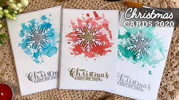 Distress Ink Smooshing & Glittery Snowflakes | Christmas Cards 2020