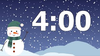 4 Minute Happy Winter Snowman Timer (Calm Snow Piano Alarm at End, No Music)