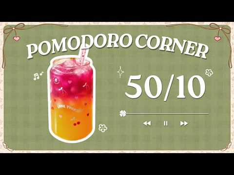3 Hour Pomodoro Timer (50/10) | Pomegranate Orange Soda 🍹 | Deep Focus Study Music