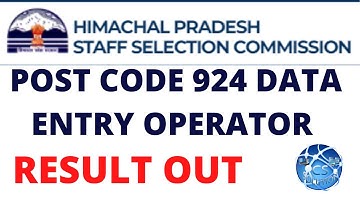 HPSSC POST CODE 924 | DATA ENTRY OPERATOR | RESULT OUT |  #924 #hpsscpaper #hpssc #hppaper