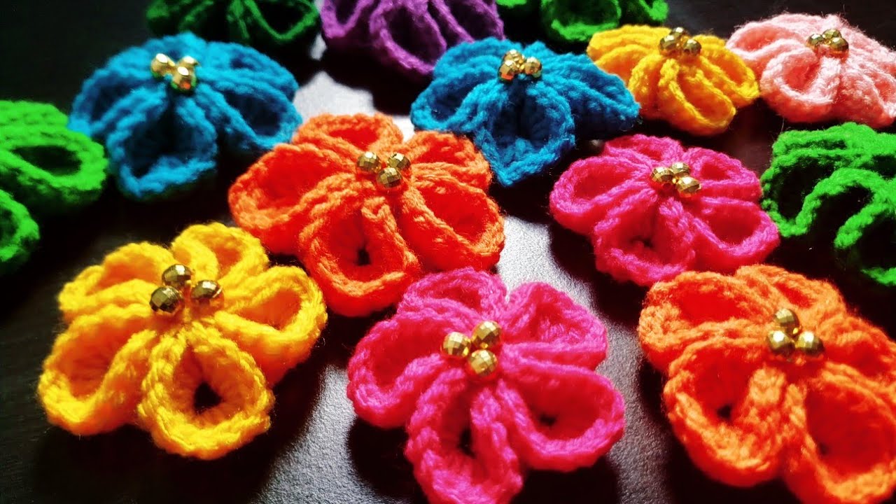 Learn very easily how to make woollen flowers / Step by step kanzashi flowers tutorial from wool