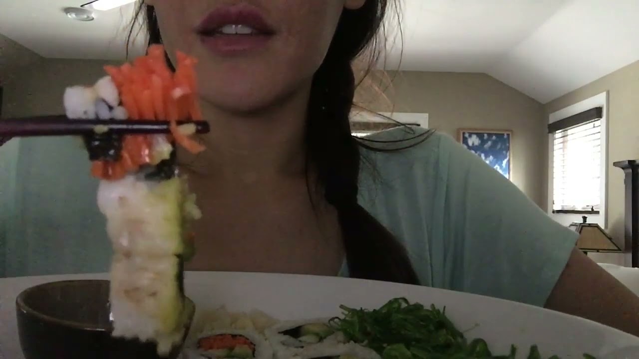 ASMR Eating Sounds  Sushi and Seaweed Salad