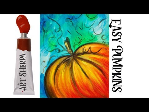 Easy Painting in acrylic Pumpkin step by step for beginners Liquitex Basics