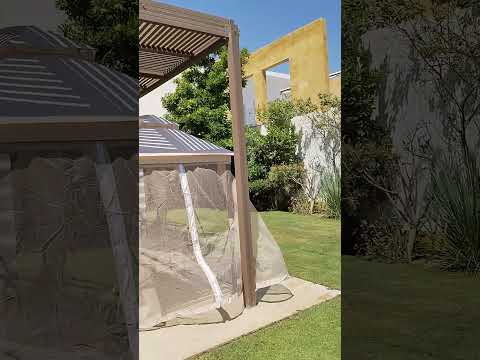 شوف جمال الفيلا بعد ما ركبنا برجولة من الخشب البلاستيكى 