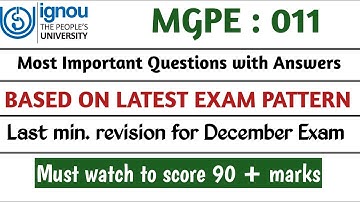 MGPE 011 Important Questions One Shot Revision December 2024 | MGPE 11 Important Questions 2024