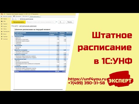 Штатное расписание в 1С:УНФ