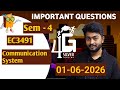 Communication System Important Questions ECE department Sem 4 EC3491 | 01/06/2026 Exam 