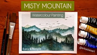 MISTY MOUNTAIN WATERCOLOUR PAINTING | Drawing & Painting For Beginners | Draw With Me