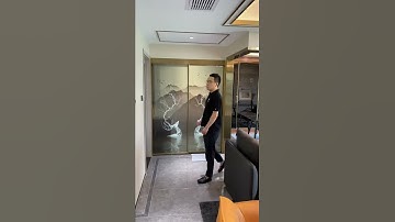 Automatic sliding door for bathroom. Can open and close the door by hand and push button