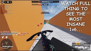 [Bombline Roblox] Most Insane 1v6 Ace Ever... Knives & Crossbow VS 6 Noobs!