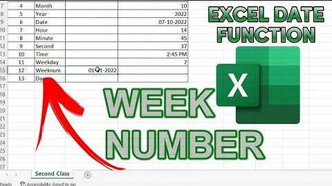 Excel Date Functions :- week number formula