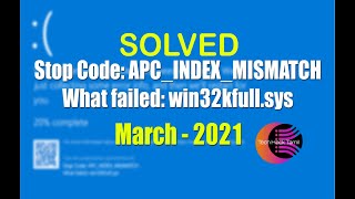 How to Fix Stop Code APC INDEX MISMATCH | Win32kfull.sys | Blue Screen Error On Windows 10 || Tamil