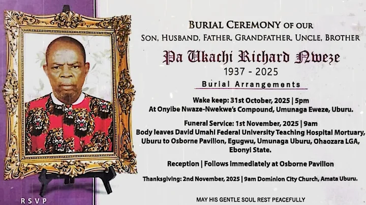 BURIAL CEREMONY OF LATE Pa Ukachi Richard Nweze