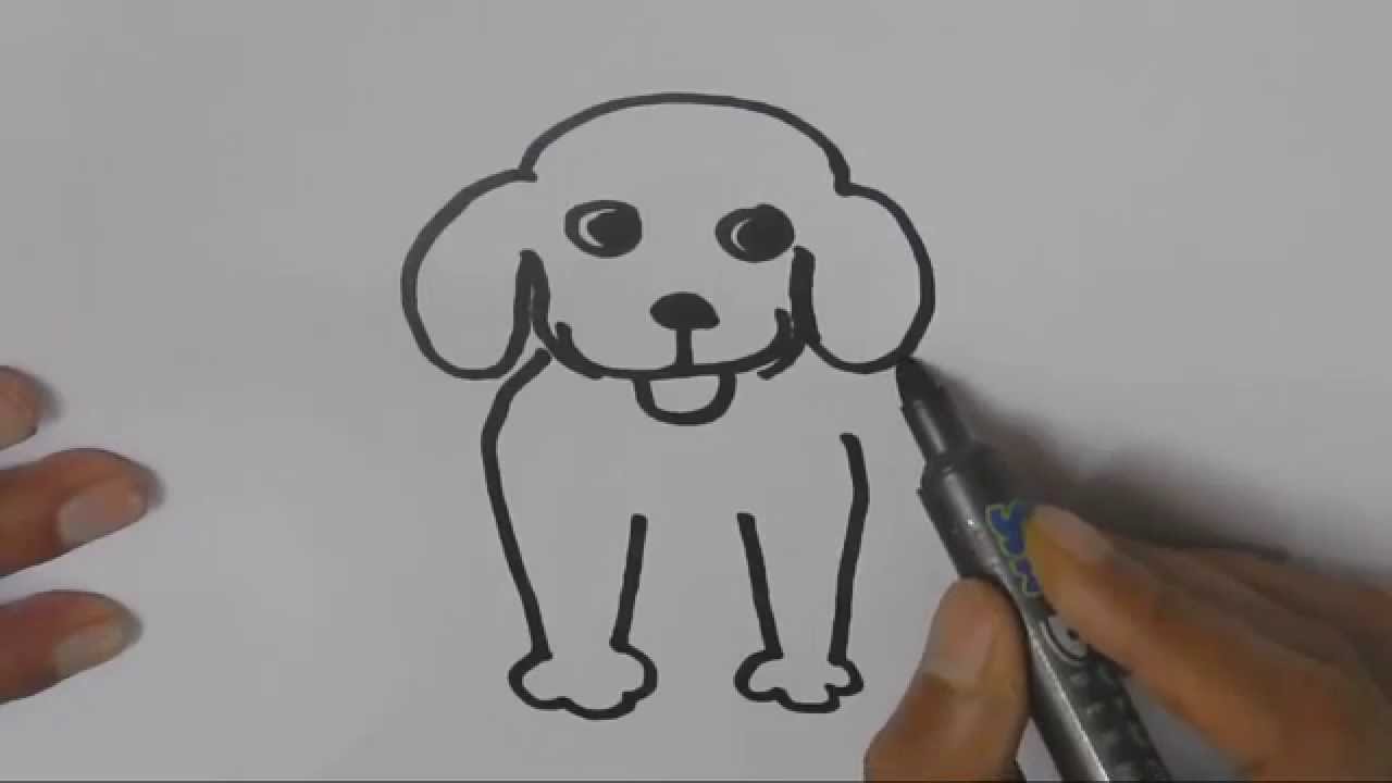 How to draw a Dog - in easy steps for children, kids, beginners - YouTube