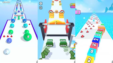 Ball Merge 2048 vs Jelly Run 2048 vs Jelly Tube Run 3 in one Gameplay Run & Merge