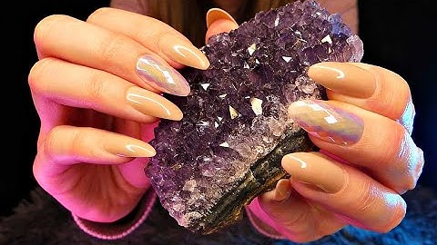 ASMR Fast Textured Scratching Crystals & Rocks | Some Tapping | salt rock, amethyst etc. No Talking