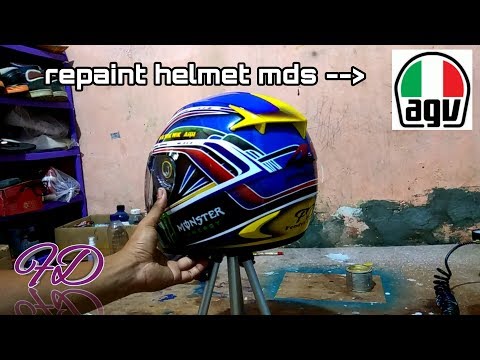 Airbrush Effect Custom Helm Bmc Jadi Agv Kereeeen Youtube