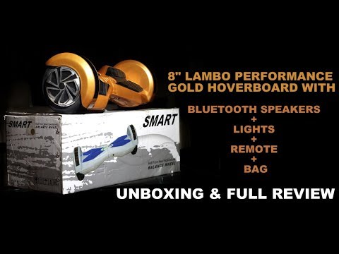 8"-lambo-performance-gold-hoverboard-|-unboxing-&-full-review-|-bluetooth,-lights,-remote-&-bag