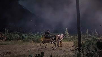 3 hour | Thunderstorm Horse Carriage Ride | Arthur Morgan Relaxing Rain Sounds | RDR2 ASMR