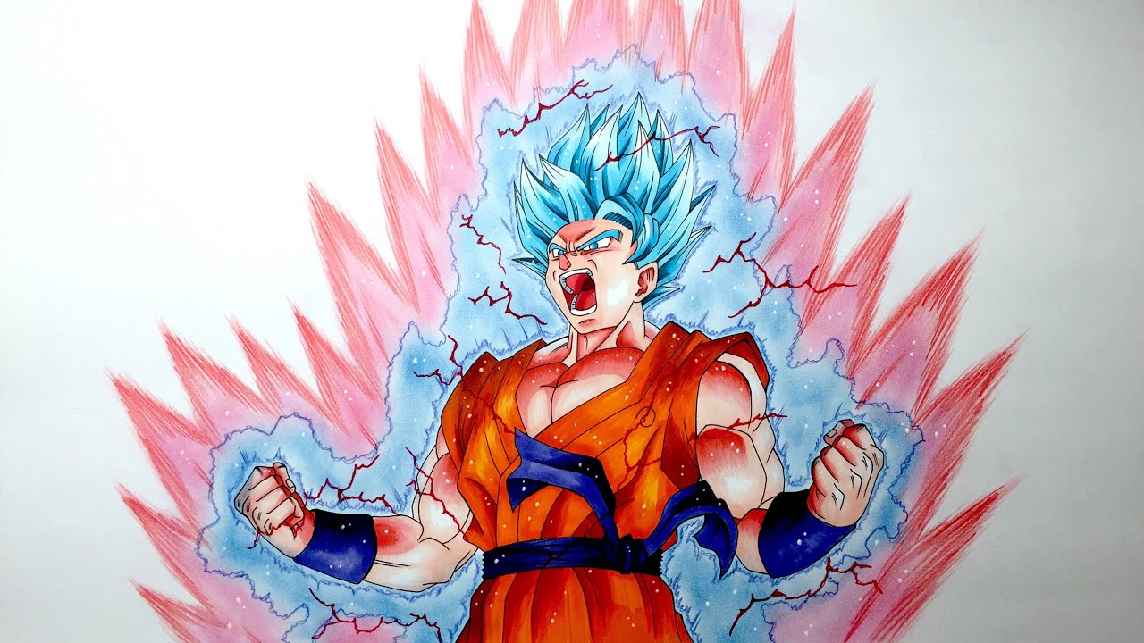 孫悟空 超サイヤ人ブルー 界王拳10倍 描いてみた Drawing Goku Super Saiyan Blue Kaioken Times 10 Youtube