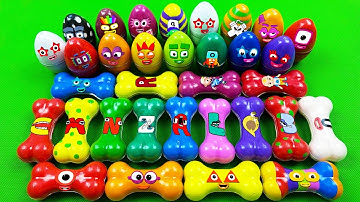 Rainbow Eggs SLIME: Looking Numberblocks, Alphablocks, Alphabet Lore Dinosaur Eggs, Bones Coloring