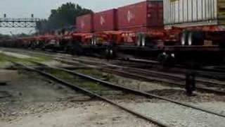2 Train Meet! 2 BNSF Intermodals, Joliet IL.