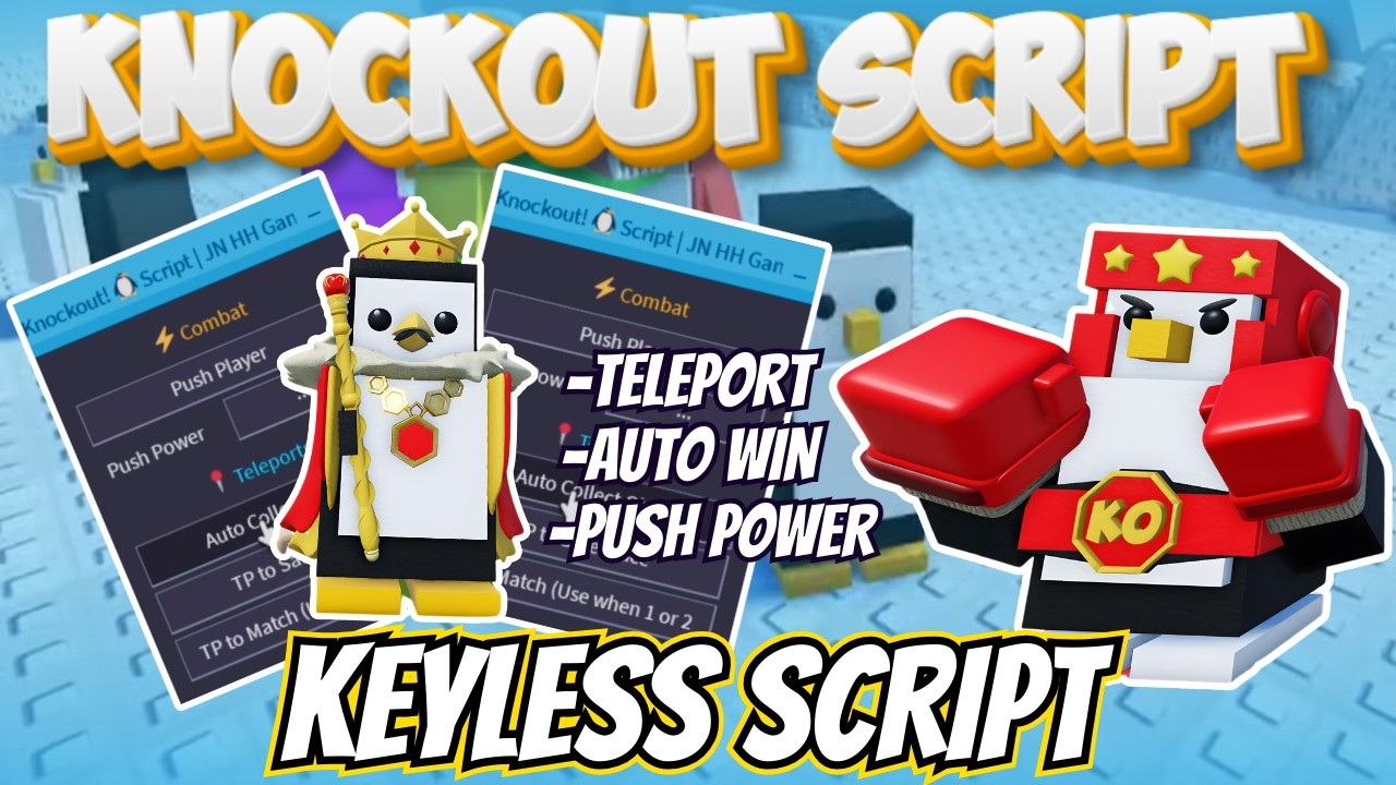 Knockout Script Roblox OP Push Power Auto Collect OBBY Keyless 
