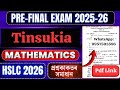 Pre-Final Exam 2025-26 Maths Mcq Question Paper Solution | Tinsukia | HSLC 2026 |JRMaths TutorialMCQ