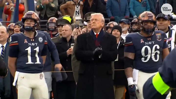 Trump at 2025 Army-Navy football game: See the president watch coin toss, flyover & national anthem