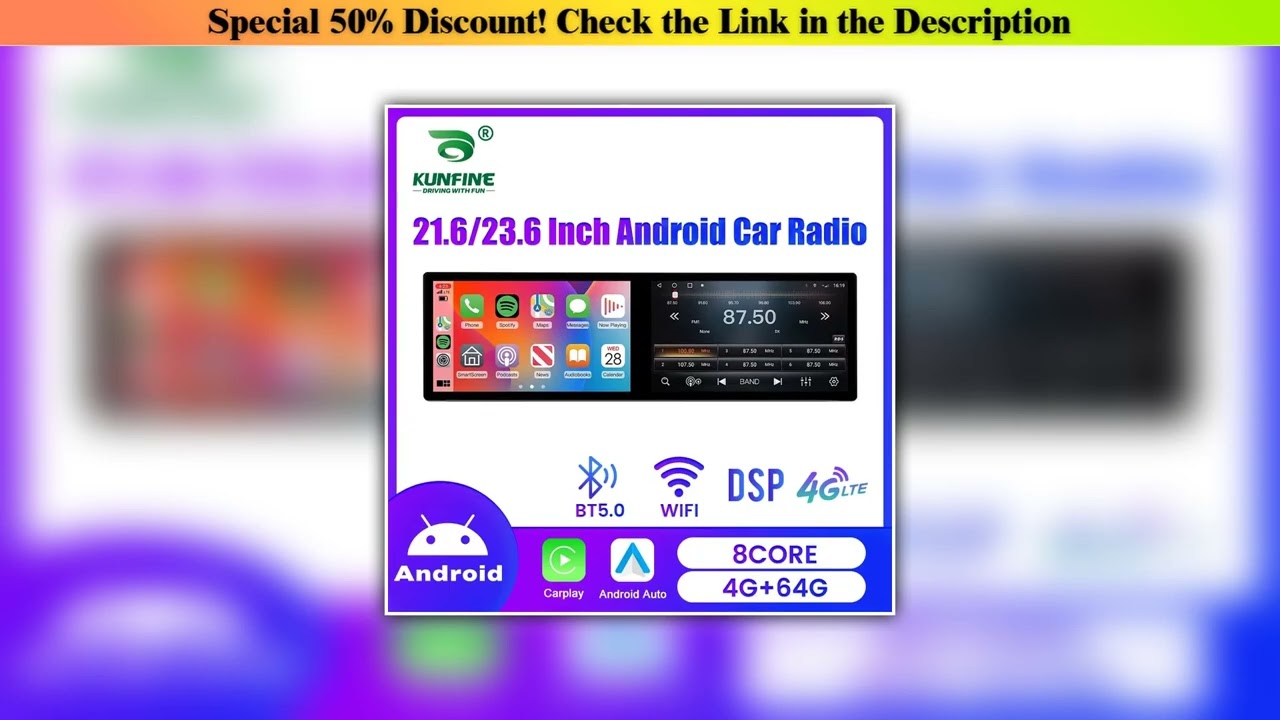 Unboxing 21.6/23.6 Inch Car Radio 2Din Android Multimedia Player Carplay Android Auto WIFI&4G GPS N