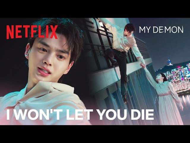 A demon catches her right when she's about to fall off a building | My Demon Ep 6 | Netflix [ENG] class=