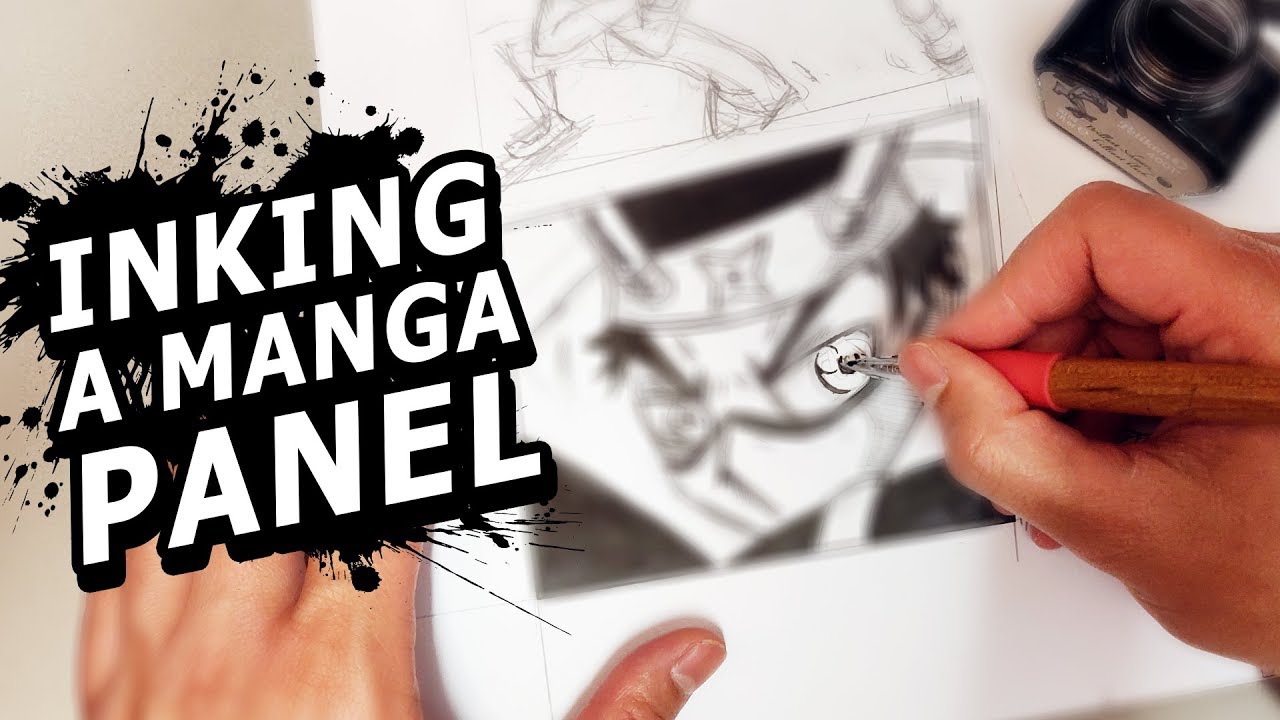 Inking a Manga Panel ️ - YouTube