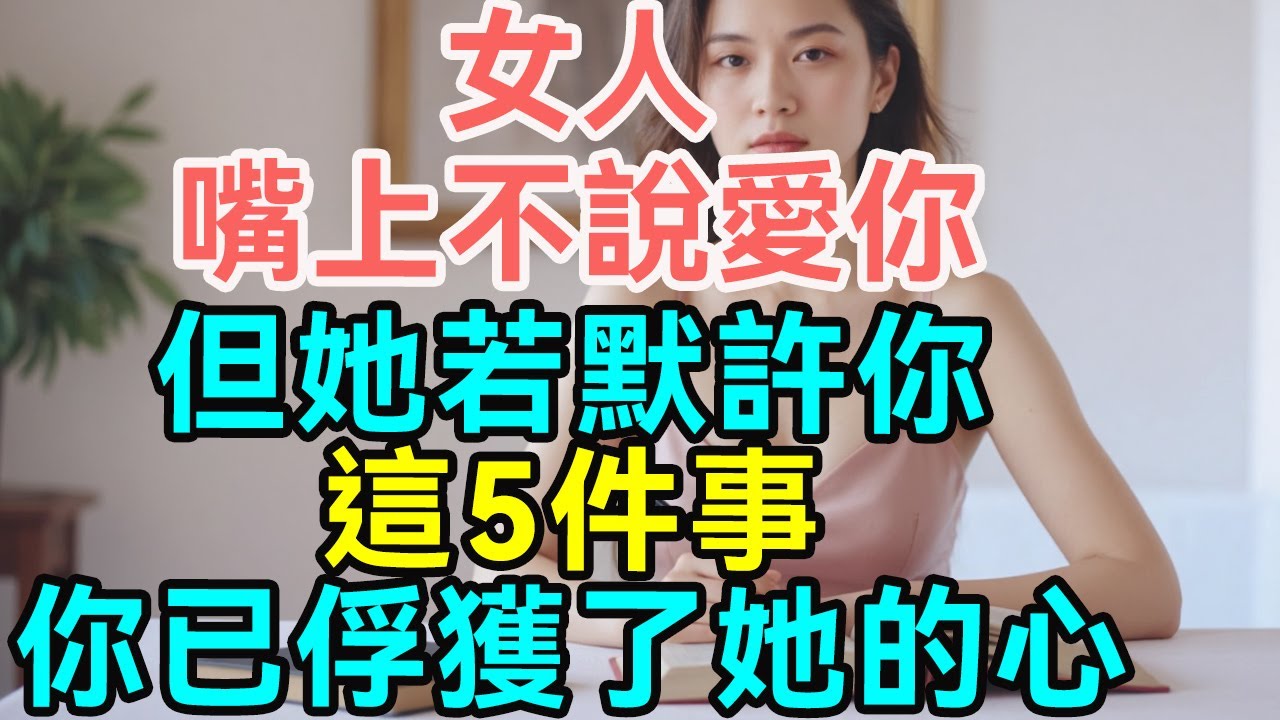 “女人嘴上不說愛你，但她若默許你這5件事，你已俘獲了她的心！|#婚姻关系改善 #夫妻相处之道 #情感问题解答 #情感修复指南 #情感治愈 #恋爱秘籍 #婚姻忠诚度测试 #情感经营