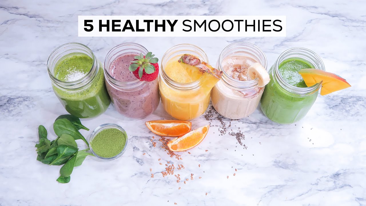 5 Healthy Smoothies for Breakfast | Made at Home EASY & REFRESHING 😋 ...