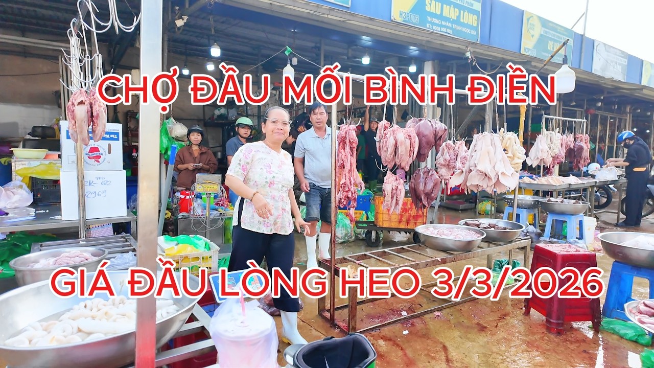 Giá đầu lòng heo tim cật lưỡi họng giá thịt gà vịt Chợ Đầu Mối Bình Điền
