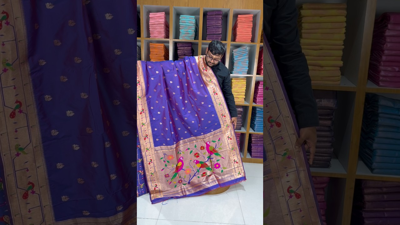 Pure Kanchipuram Paithani Silk Parrot Design Saree