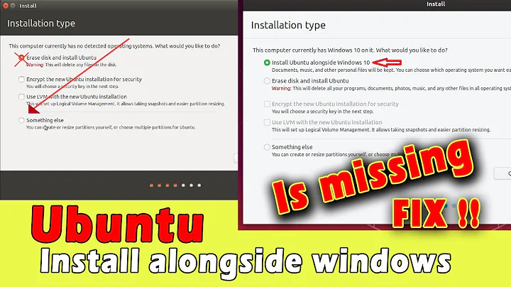 Ubuntu install alongside windows not available | Dual boot windows and ubuntu (Fixed)