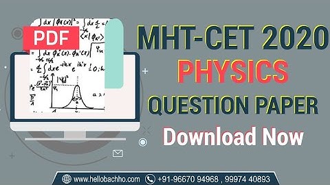 MH CET 2020 || QUESTION PAPER  OF PHYSICS 2017 || PHYSICS QUESTION PAPER OF MHCET\ MHCET APPLICATION