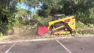 Forestry Mulching a HUGE brush pile of Trimmings with my Fecon head and Cat 289 by Alex Catalina 185 views 1 year ago 3 minutes, 15 seconds