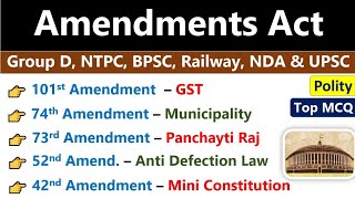 Important Constitutional Amendments |  संविधान संशोधन | Major Amendments Of Indian Constitution | Gk