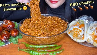 AsmrRECIPEEATING SPICY KOREAN NOODLES,BBQ CHICKEN,CHICKEN SHAWARMA FOOD EATING VIDEOS 