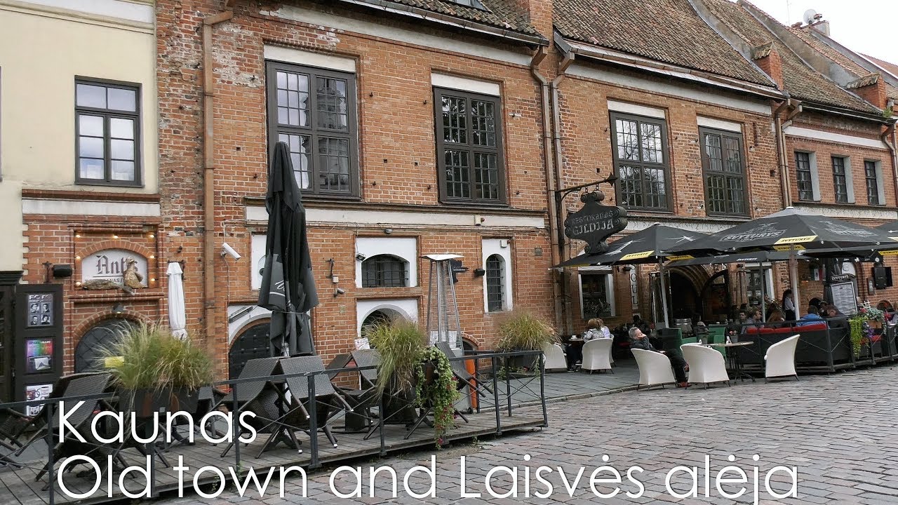 Lithuania Kaunas Old town and Laisves aleja 4K