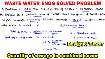 design of sewer, Quantity of sewage in combined sewer, capacity of sewer, rational formula rainfall