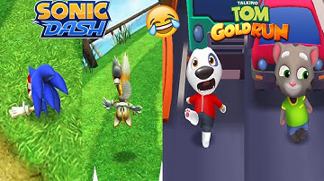 Sonic Dash VS Talking Tom Gold Run - FUNNY FALLS gameplay