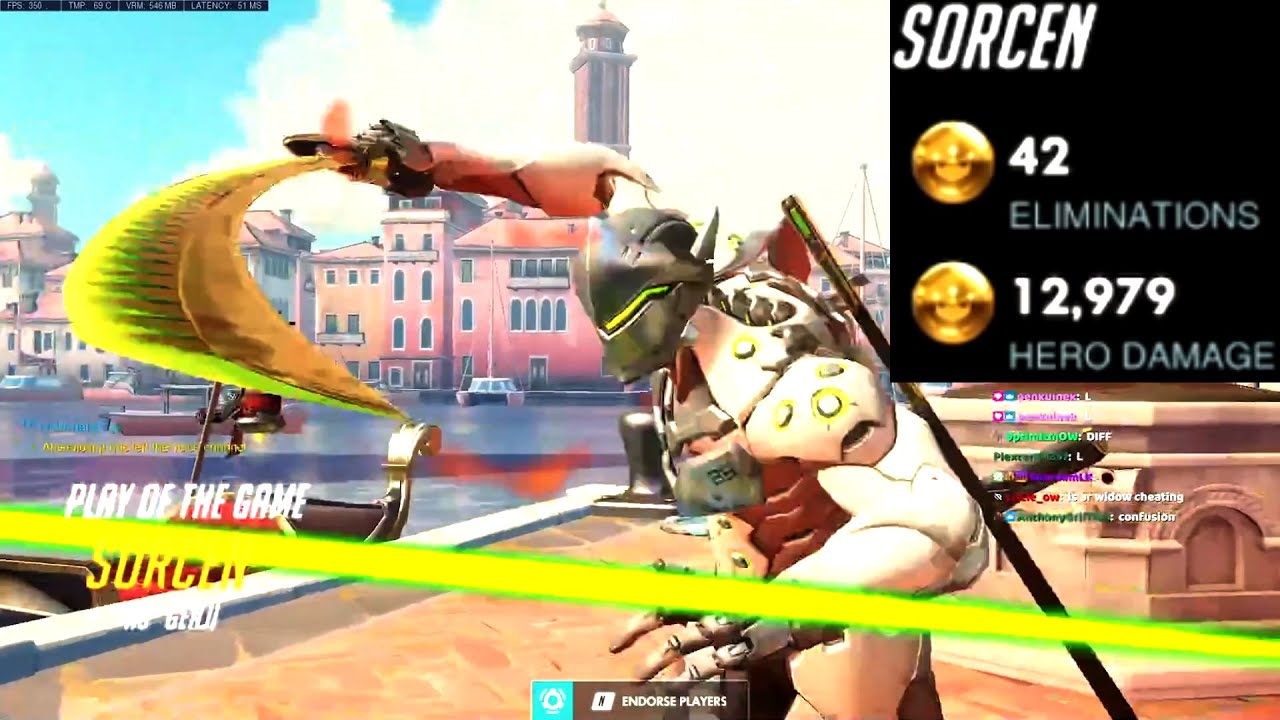 Necros Genji Dominating Ranked - 42 elims! POTG [ Overwatch Season 35 Top 500 ]