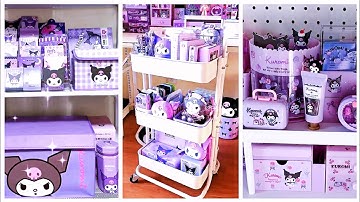 Kuromi 💜desk makeover-Sanrio stationery haul #cindyasmr