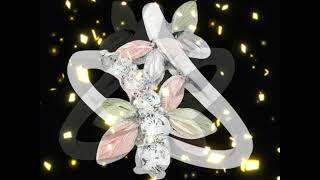 Black Hills Gold Sterling Silver 6-Stone CZ Dragonfly Ring, 12k Green and Rose Gold Leaf Accents